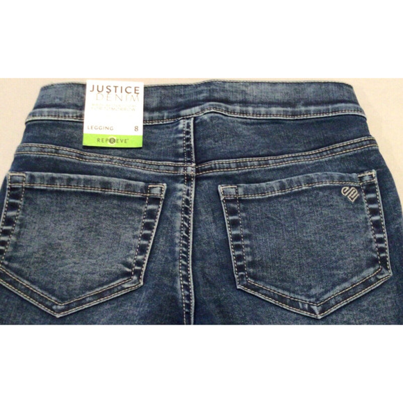 Justice Girl's Repreve Blue Distressed Legging Jeans Size 8 Stretchy Denim - Picture 4 of 4
